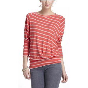 Bordeaux Anthropologie Coral W/ Gray Strip Dolman